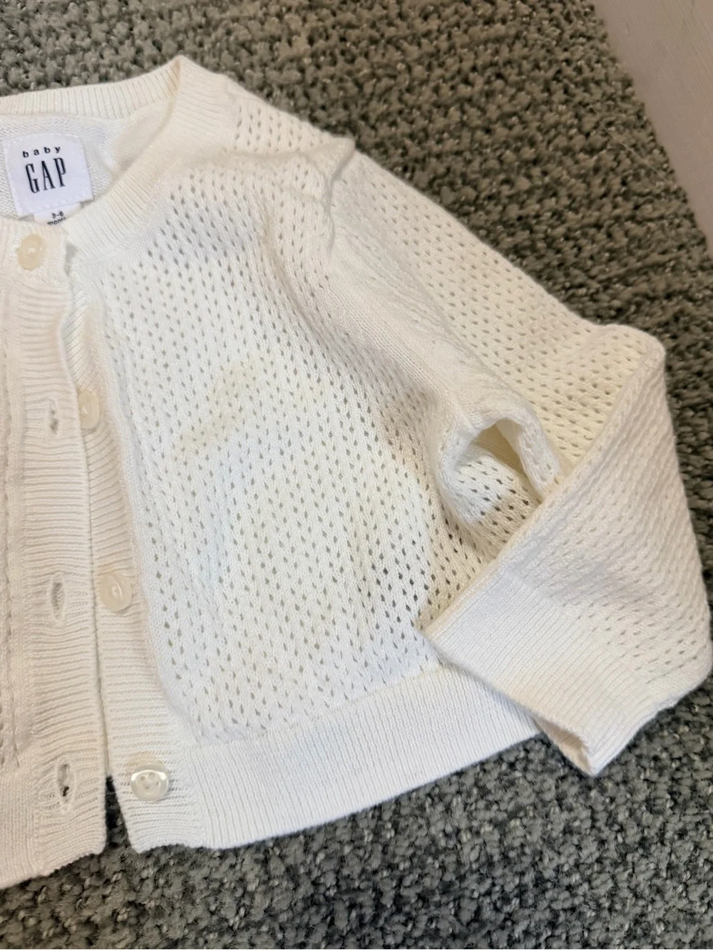 GAP Pink and Cream Baby Romper with Knit Cardigan Set